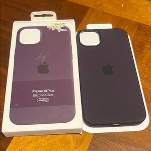 Apple iPhone 14 Plus Silicone Case - Dark Purple, box is open, case never used